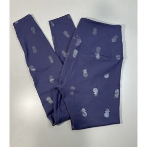 Beyond Yoga‎ Women’s Capri Leggings Metallic Pineapple Print Purple Size Xsmall